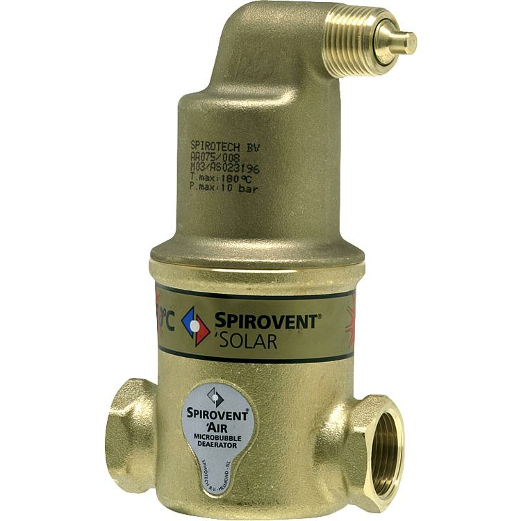 Mikroluftblasenabscheider Spirovent Solar AutoClose 3/4", horizontal