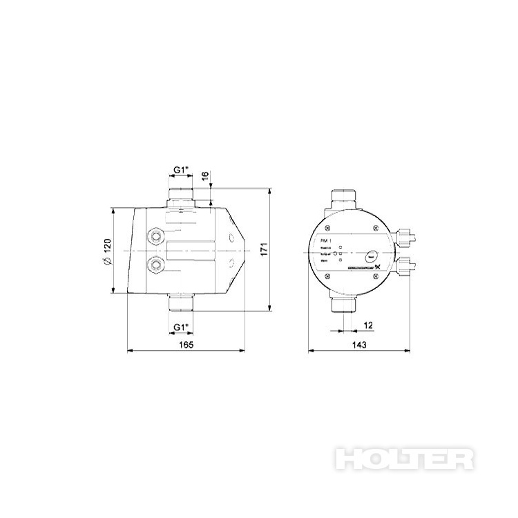 Grundfos Steuerung PM1-22 druckabh&auml;ngig 230V Einschaltdruck 2,2bar mit 1,5m Kabel und Schukostecker