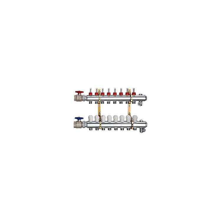Fußbodenheizungsverteiler mess. 7 Heizkreise BL:550 mm DN32 (1¼”)