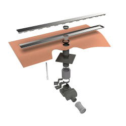 Komplett-Set Duschrinne Zero 1200mm ,Einbauhöhe ab 79 mm