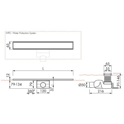 Komplett-Set Duschrinne Zero 1200mm ,Einbauhöhe ab 79 mm