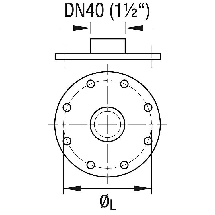 Flanschplatte mit Dichtung Edelstahl 180 mm Muffe DN 40 (1 1/2``) - H, 178, 80 €