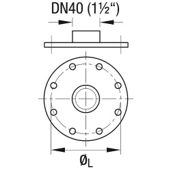 Flanschplatte mit Dichtung Edelstahl 180 mm Muffe DN 40...