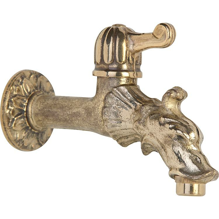 Auslaufventil mit Hebelgriff in Bronze mit Rosette, Wandanschluß 1/2``