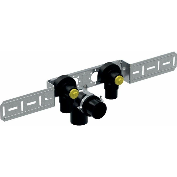 Geberit Flowfit Montageplatte doppelt d20-1/2&quot; 153mm mit Ablauf