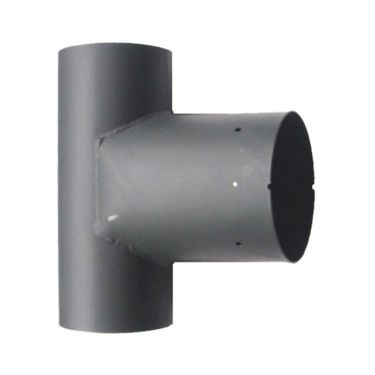 Rauchrohr T-Stück schwarz DN160 für Zugregler/Ex-Klappe 150