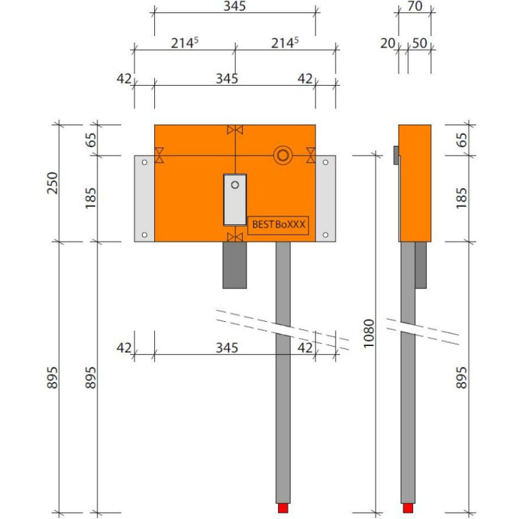 Montagebox Waschmaschiene Mepla 20mm/HL400