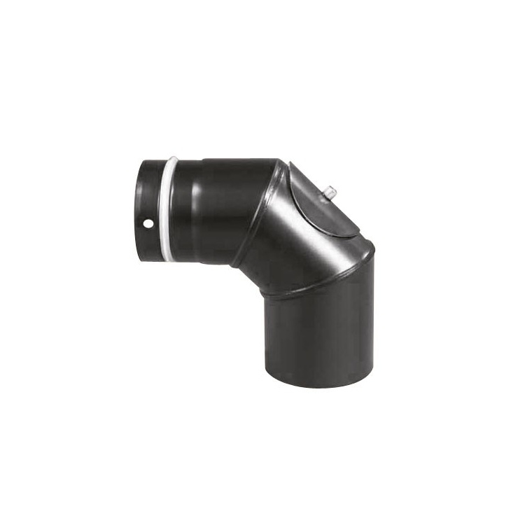 Abgasrohrsystem Pellet Bogen 90° mit Rev.DN 100 schwarz emailiert