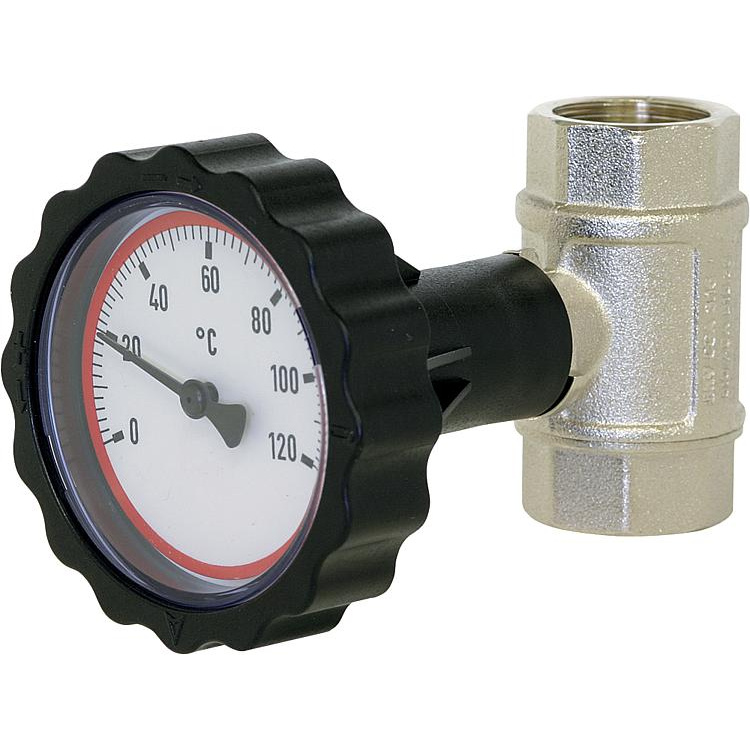 BRV Kugelhahn mit Thermometer DN25 1" Rot