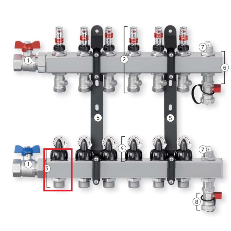 VONO Floortec Ventilgruppe für Verteilerbalken 2014-2017 inkl. Montageschlüssel