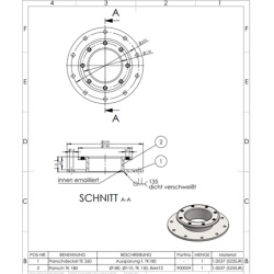 Übergangsflansch 260x180 mm Lochkreis 225/150...
