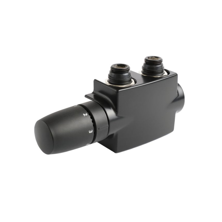 Ventilanschlussblock Black-Line universal Eck/DG mit Thermostatkopf