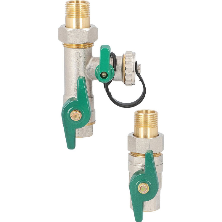 Anschlussset für Zirkulationspumpen mit Spüleinrichtung DN 15 1/2"