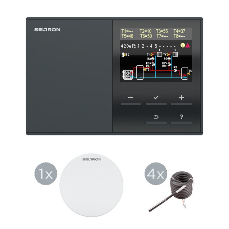 Seltron Heizkreissteuerung WXE20I Witterungsgeführt , WIFI mit Sensoren ( 4x TF/PT, 1 AFD)