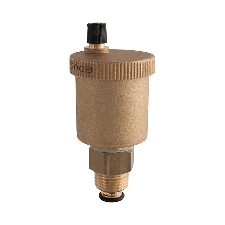 Automatischer Schnellentlüfter 1/2" Mit Absperrventil – Messing, Edelstahl, Für Heizungsanlagen