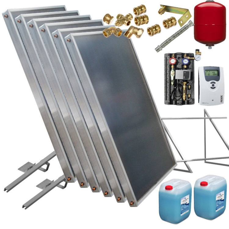 Solarpaket 12m² Flachkollektoren Sunex AMP