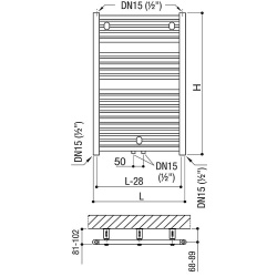 Aluminium-Sprossenheizk&ouml;rper Cool 860x450 Mittelanschluss Reinwei&szlig; RAL9010